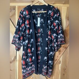 New with tags RD & Kokio Embroidered Flower Kimono Large Black